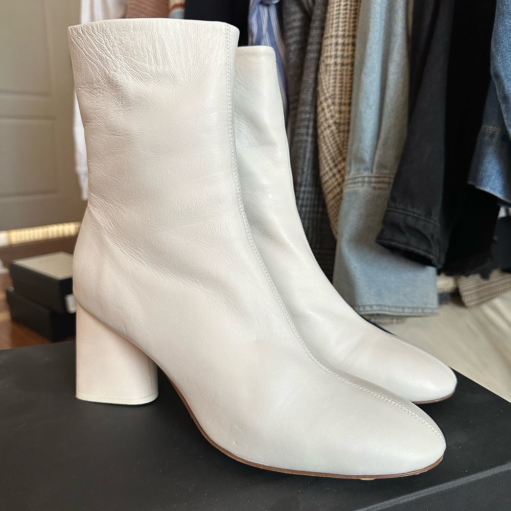 Rag & Bone White Leather Heeled Boots